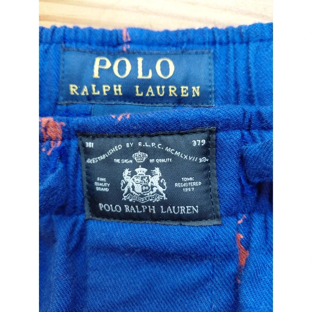 Polo‎ Ralph Lauren Sleepwear Mens Pants Blue Red Allover Pony Print Cotton